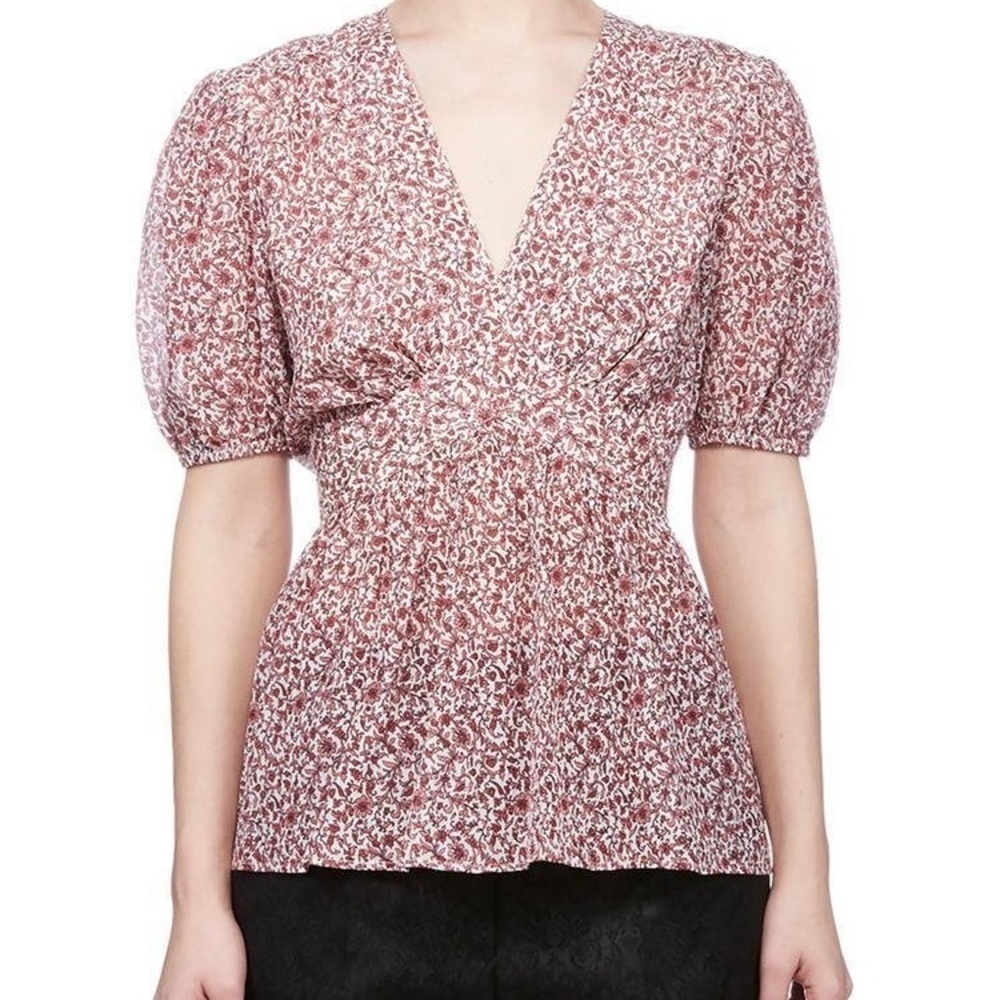 EUC - Tory Burch Floral Print Tie Waist Blouse - Size 2